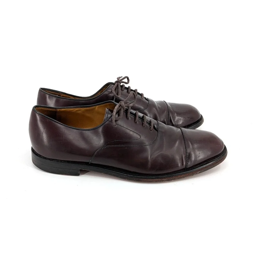 Cole Haan‎ Mens 11 D Burgundy Leather Cap Toe Oxford Dress Shoes - Distressed
